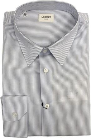Saint Laurent Formal Shirts, male, Blue, Size: XL Cotton Shirt