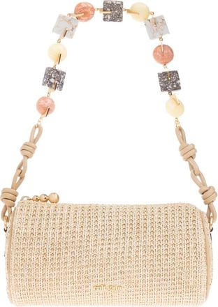 Cult Gaia beaded cylindrical shoulder bag - Neutrals