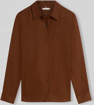 Tommy Hilfiger Relaxed Fit Langarmbluse aus reinem Leinen in Mittelbraun, Gr&ouml;&szlig;e 34