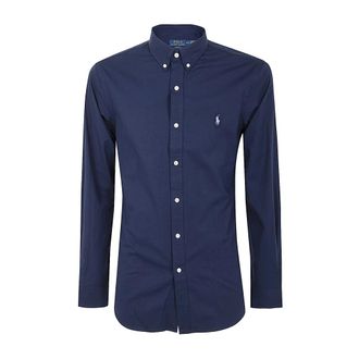 Polo Ralph Lauren Casual Shirts, male, Blue, Size: 2XL Navy Striped Slim Fit Shirt