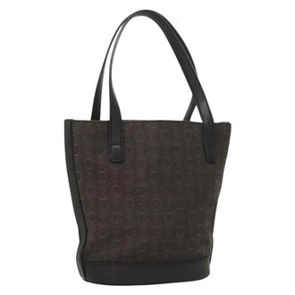 Celine C Macadam Handbag Canvas Black Canvas Handbag (Pre-Owned)