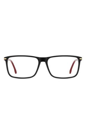 Carrera 57mm Rectangular Optical Glasses in Black Red at Nordstrom