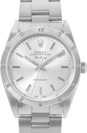 Rolex Pre-owned Rolex Air King 34 Automatic Chronometer Silver Dial Mens Watch 14010 SSO