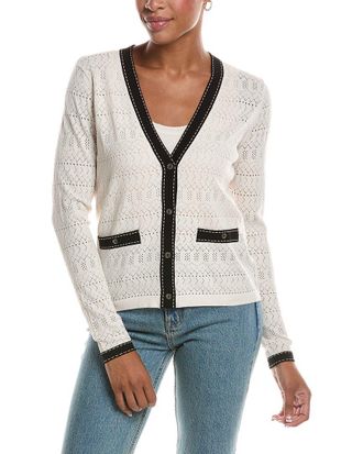 Autumn Cashmere Pointelle V-Neck Cardigan