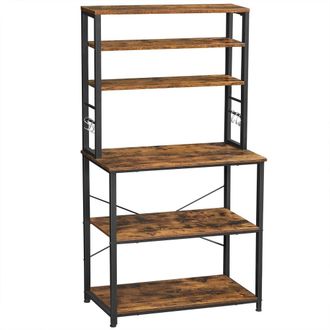 Vasagle Estanter&iacute;a de cocina para microondas de acero marr&oacute;n y negro