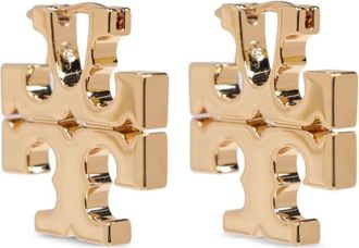 Tory Burch logo-sculpted hoop hearings - women - 18kt Gold Plated Brass - One Size