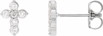 Diamond2Deal 14K White Gold 1/6ct Lab-Grown Diamond Cross Earrings Clarity SI, Color G-H