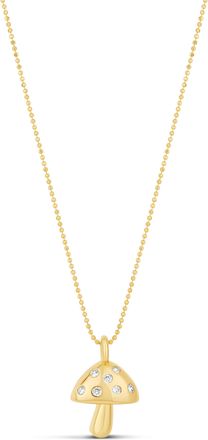 SHYMI Mushroom Charm Necklace - 18k Gold-Filled, Rhodium-Plated, Cubic Zirconia Pav&eacute; Detailing, Adjustable Chain