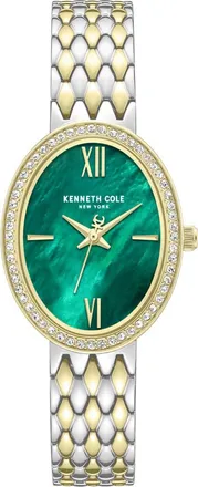 Kenneth Cole Oval Mother-of-Pearl & Crystal Bracelet Watch, 25mm x 38mm in Green/two Tone at Nordstrom