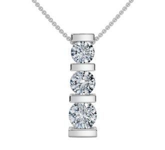 Pompeii3 1ct 3-Stone Diamond Bar Set Pendant 14 Karat White Gold