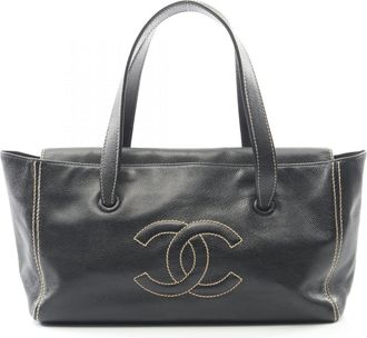 Chanel Black Grained Calfskin Tote Bag (Pre-Owned)