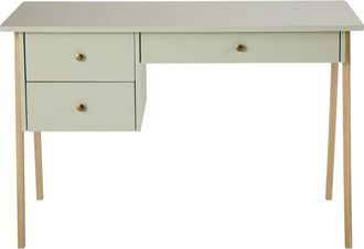 Maisons du monde Escritorio infantil de 3 cajones verde con patas de roble