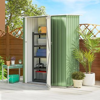 OUTSUNNY Outdoor Storage Shed Steel Garden Shed with Lockable Door in Light Green
