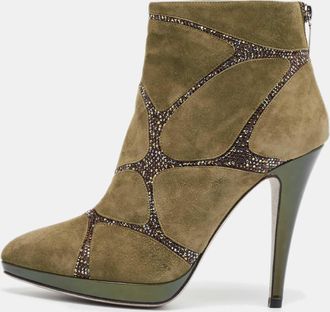 Rene Caovilla Ren&eacute; Caovilla Green Suede Ankle Length Boots