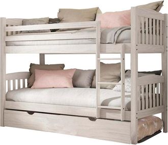 Muemue Litera + cama elevable madera blanco decapé 90x190cm