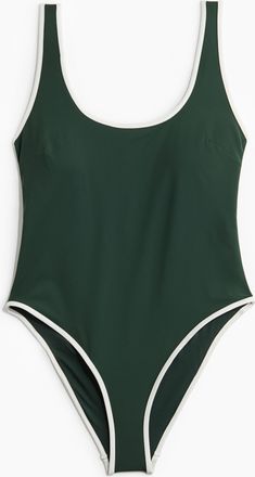 H&M Badeanzug mit wattierten Cups und High Leg - Green