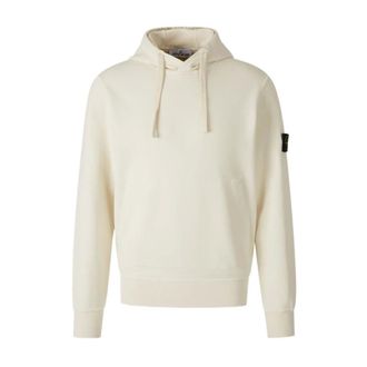 Stone Island Hoodies, male, White, Size: 2XL 6100062 Cotton Fleece Hoodie