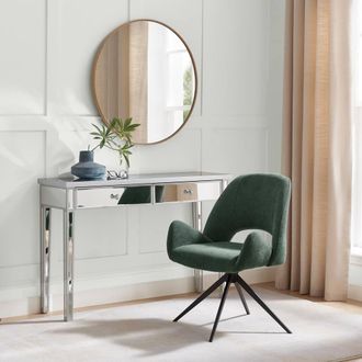 Furniturebox Layla Green Fabric Swivel Office Chair