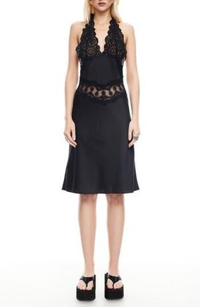 Lioness Solana Lace Inset Halter Dress in Onyx at Nordstrom Rack, Size X-Small