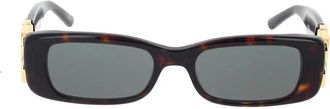 Balenciaga Dynasty Rectangle Zonnebril - Dames - Zonnebrillen - Bruin - 51 MM - Accessoires