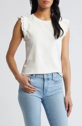 Wit & Wisdom Ruffle Sleeve Top in Off White at Nordstrom Rack, Size X-Small