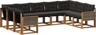 vidaXL Conjunto De Sof&aacute;s De Exterior 9 Uds. Natural Y Negro Vidaxl