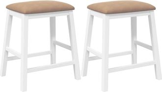 vidaXL Sedie Da Bar Con Cuscini 2 Pz Bianco Legno Massello Di Hevea - Vidaxl