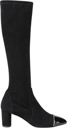 Stuart Weitzman Valerie 60 chain-trimmed patent-leather and stretch-suede knee boots Size 37