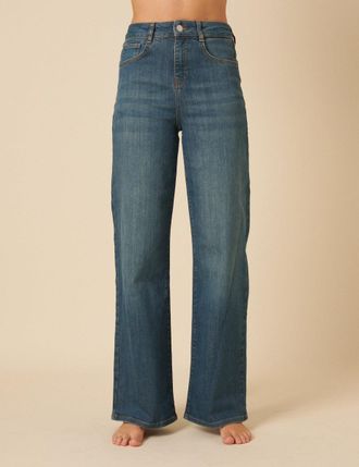 Nobody's Child Mid Wash Stretch Wide Leg Jeans