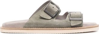 Brunello Cucinelli buckled-strap slides - men - Calf Suede/Calf Leather/Rubber - 44 - Green
