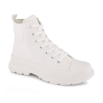 Andrea Womens Canvas Sneaker Booties With Side Zipper In White
