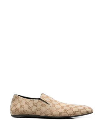 Gucci Beige Logo Loafers