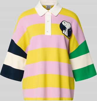 Essentiel Oversized Poloshirt mit Snoopy-Print Modell JICE STRIPED EMBO in GELB, Gr&ouml;&szlig;e XS