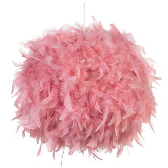 Beliani L&aacute;mpara Colgante De Plumas Rosas Forma Redonda Estilo Glam Moderno Drava