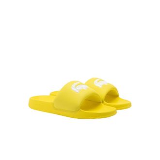 Lacoste Mens Serve Slide 1.0 Sandal, Yellow and White Crocodile, 42