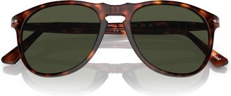 Persol 0po9649s Classic Round Frame Tortoiseshell Sunglasses