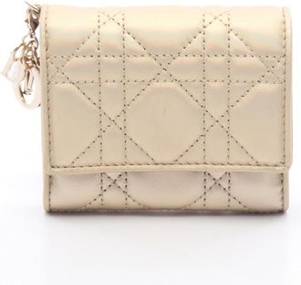 Dior Gold Leather Wallet (Tri-Fold) (Pre-Owned)