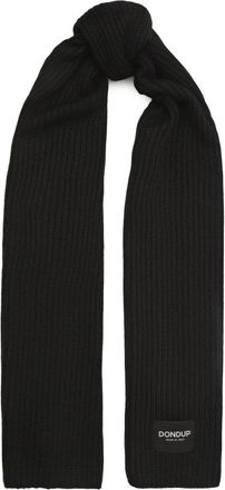 Dondup Logo-patch Ribgebreide Sjaal - Heren - Wintersjaals - Zwart - ONE Size - Wol - Accessoires