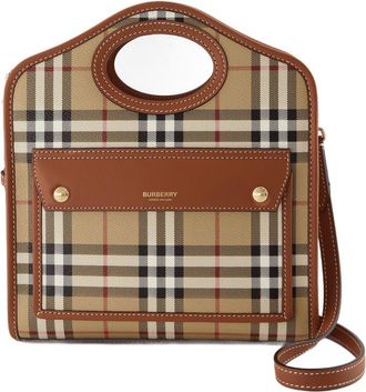 Burberry Womens Checked Canvas Mini Bag Brown