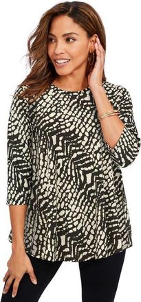 Jessica London Stretch Knit Swing Tunic in Black Reptile at Nordstrom, Size 40