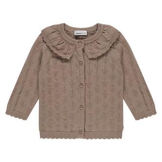 Babyface Heart Pointelle Collar Cardigan in Sepia at Nordstrom, Size 12M