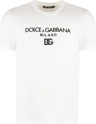 Dolce & Gabbana T-shirt met borduursel - Heren - T-shirts - Wit - S - Katoen - Tops