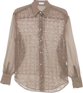 Brunello Cucinelli Sequin-embellished Semi-sheer Shirt