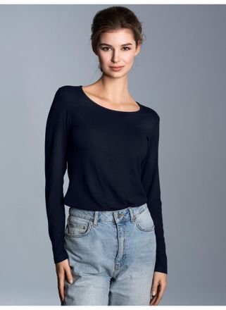 Trigema Longsleeve TRIGEMA TRIGEMA Shirt aus Viskose Langarm, Damen, Gr. XXL, blau (navy), 94% Viskose, 6% Elasthan, Basic, Shirts Longsleeve