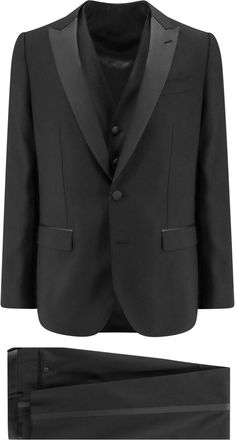 Dolce & Gabbana Virgin Wool Blend Tuxedo With Gilet And Satin Profiles-Uomo