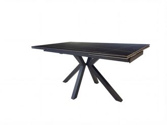 Pondecor Interiorismo Mesa de comedor extensible m&aacute;rmol porcel&aacute;nico negro 160/240x90x76cm