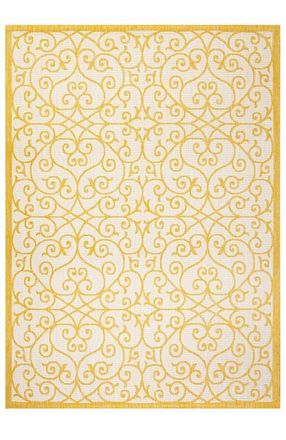 Jonathan Y Designs Madrid Vintage Filigree Textured Weave Indoor/Outdoor Area Rug in Cream/yellow at Nordstrom, Size 4Ft 0In X 6Ft 0In