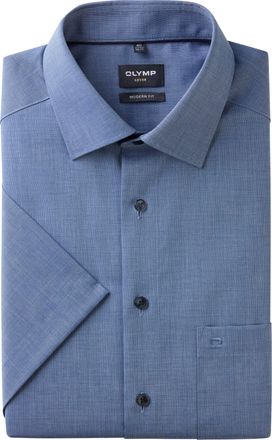 Olymp Kurzarmhemd OLYMP, Herren, Gr. 38, N-Gr, blau (nachtblau), Obermaterial: 100% Baumwolle, unifarben, schmal h&uuml;ftlang, abgesteppt, Hemden Kurzarmhemd, m