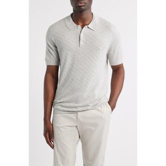 Robert Barakett Skelling Textured Polo Sweater in Dove Grey at Nordstrom, Size Xx-Large