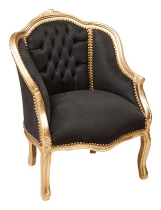 Biscottini International Sill&oacute;n Barroco Con Reposabrazos 63x80x57 Cm Sill&oacute;n De Sal&oacute;n Tapizado Sillas Estilo Franc&eacute;s Sill&oacute;n De Dormitorio De Terciopelo